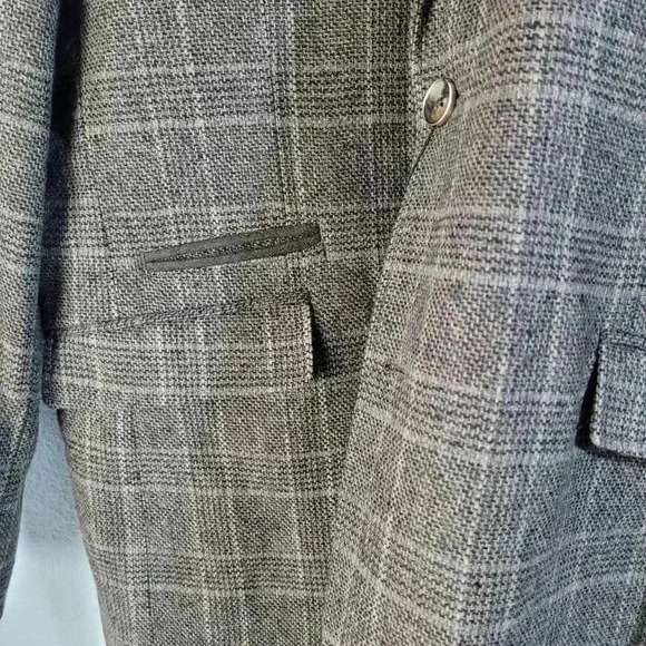 NWT Joe Joseph Abboud Sz L Wool Blend Brown 2 Button Blazer Elbow Patches - Picture 4 of 9